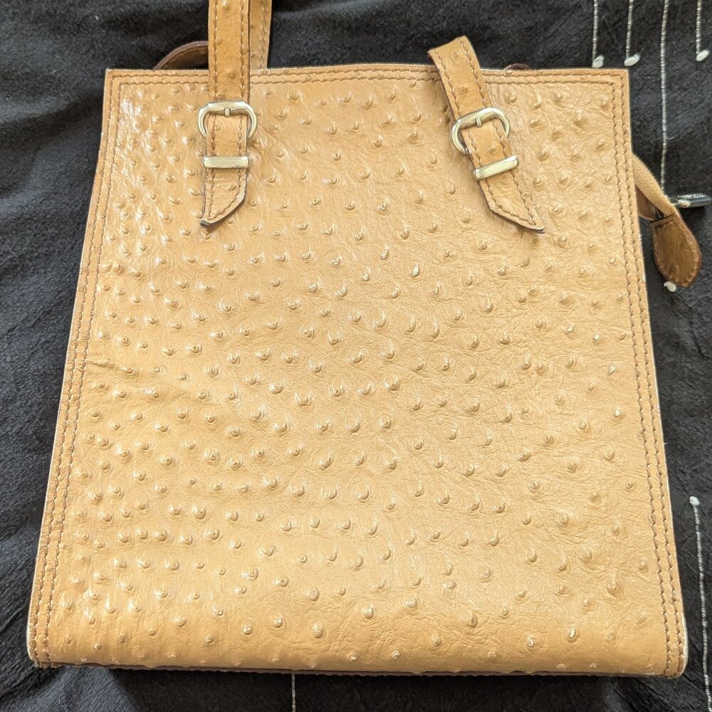 Vintage Ostrich Purse Camel Leather Donzelli
